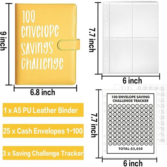 100 Day Money Savings Challenge Binder, Money Challenge Envelopes Save $5,050 - Picture 2 of 7